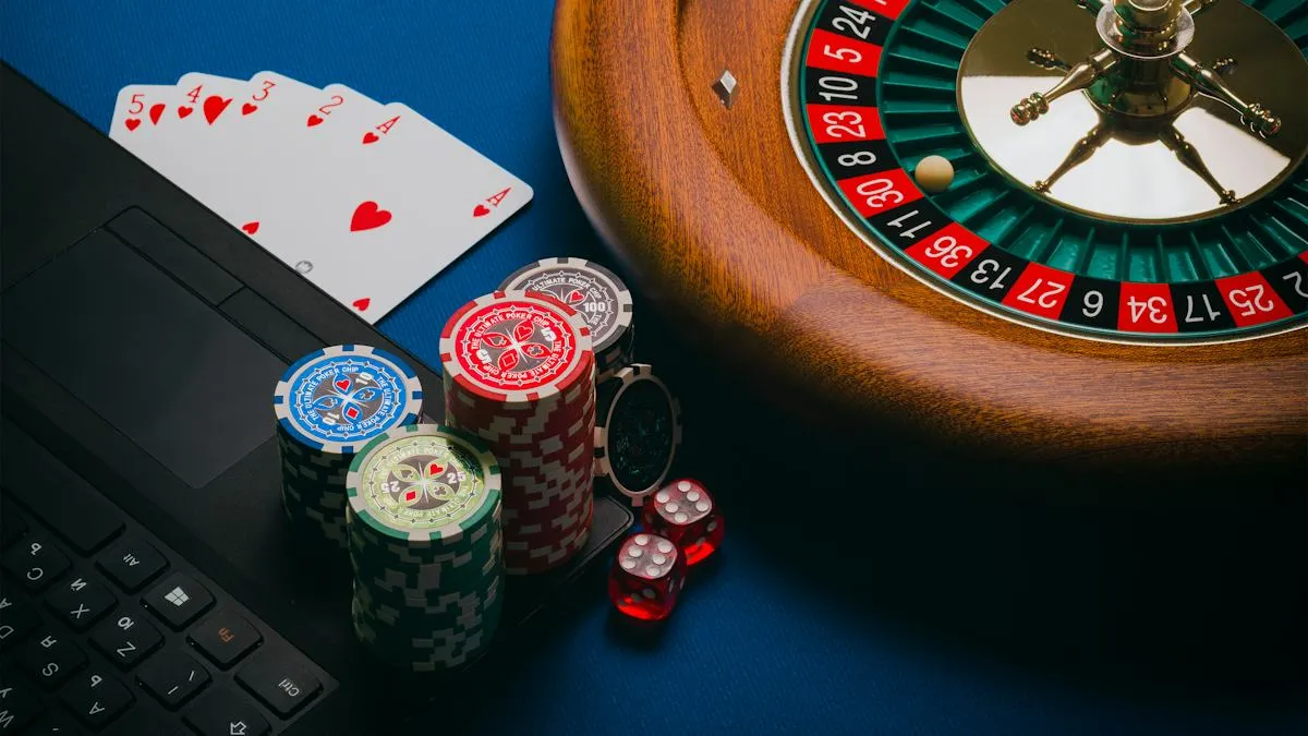 Casino chips on a roulette table