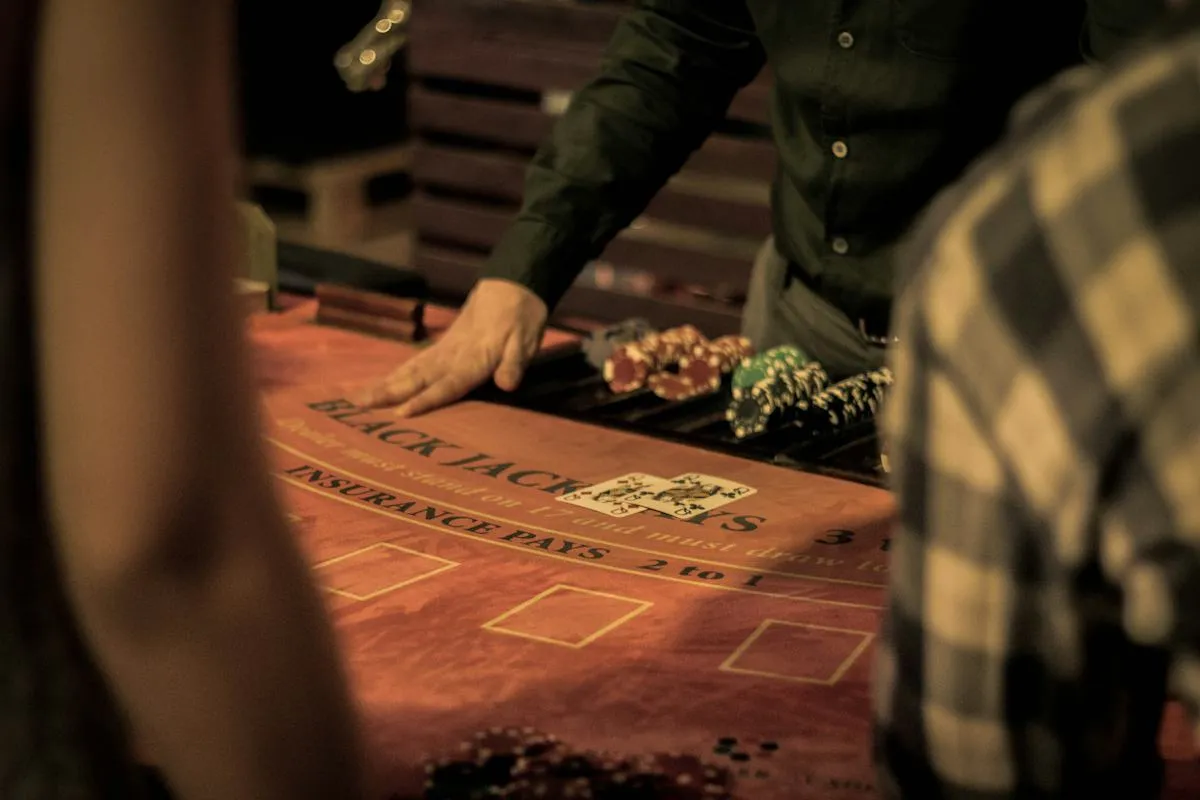 Casino interior with warm overhead lighting