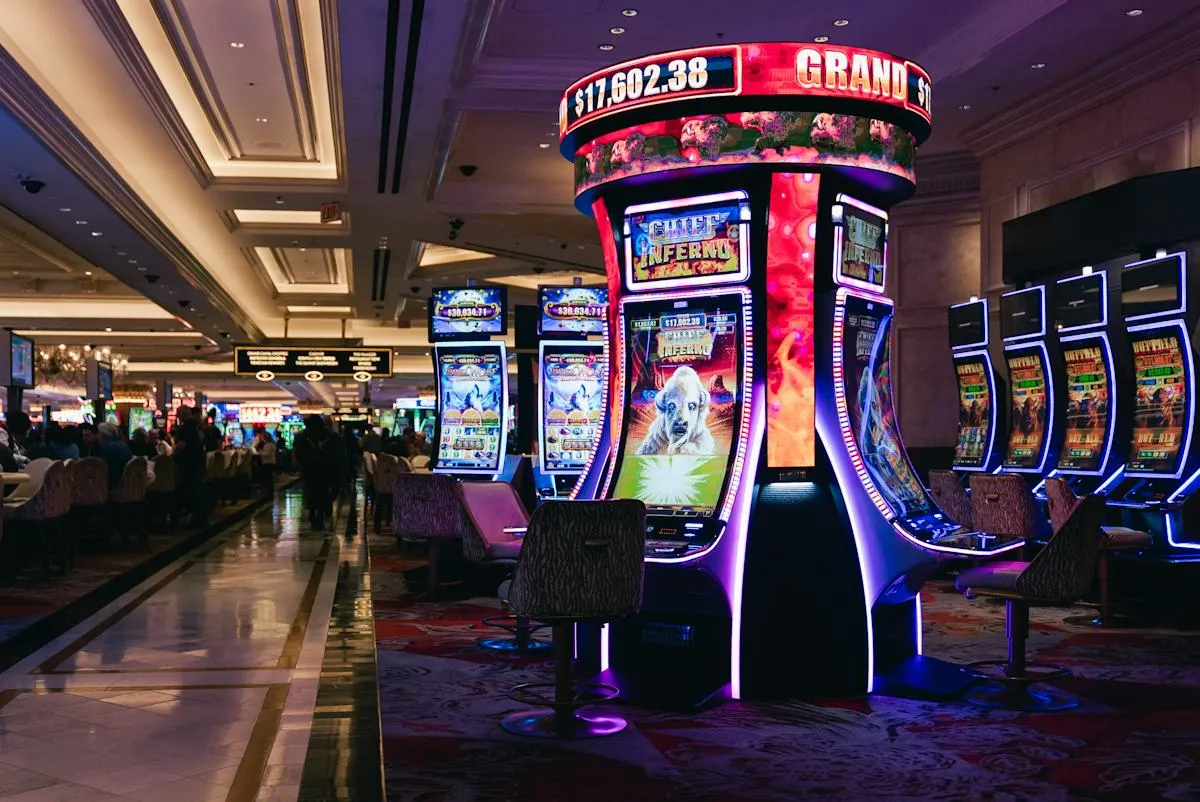 Casino gaming machines inside a visitor lounge